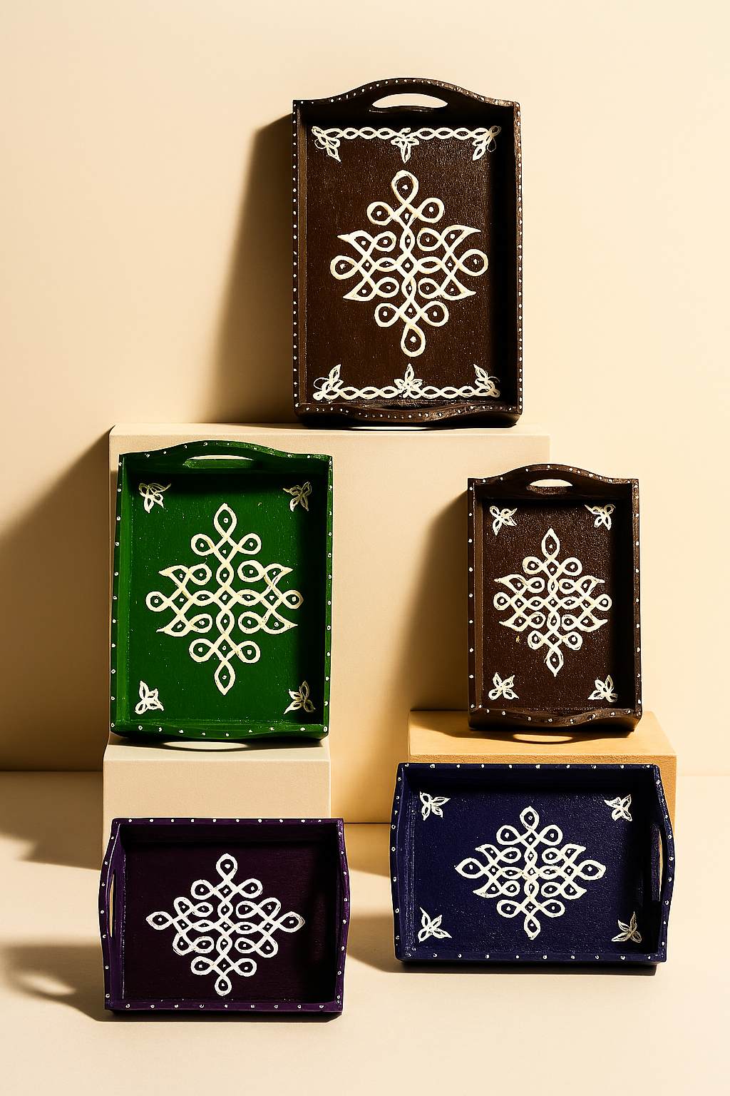 Traditional Kolam Serving Trays